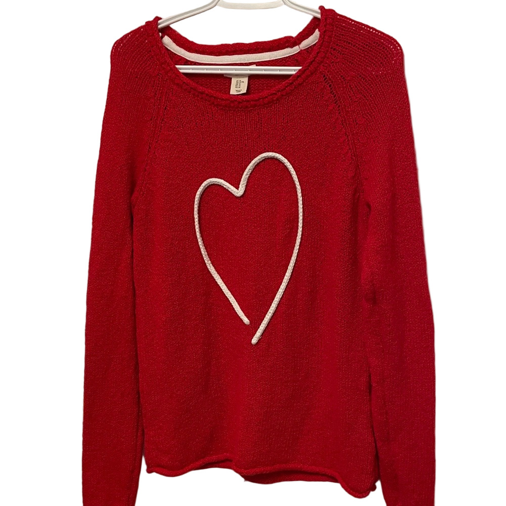 Women’s Christian Siriano Red Sweater with Heart Design Size XL